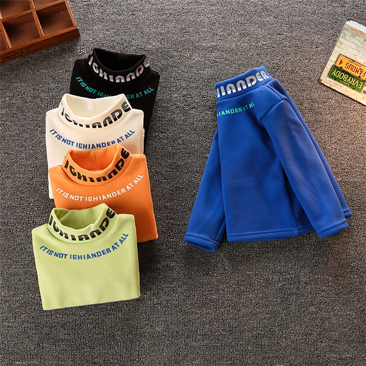 Children in high-collar cotton sweater autumn and winter baby sweater boys and girls with soft sleeve tops pure cotton and warm