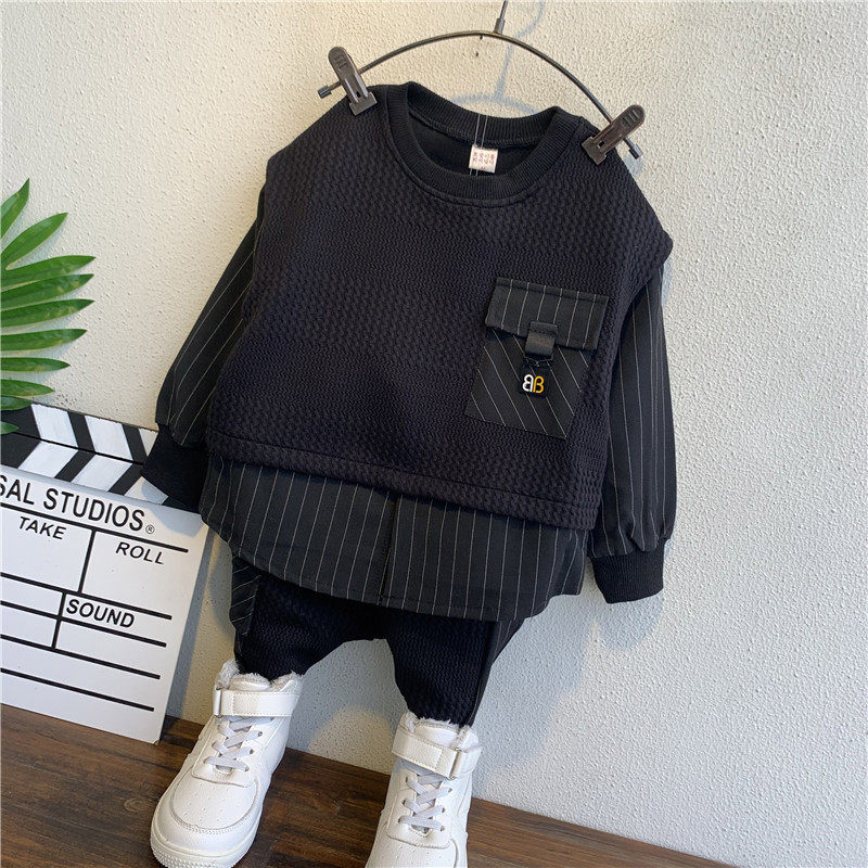 Boy spring suit 2021 new foreign style handsome baby spring and autumn baby children's suit net red fashionable two-piece set