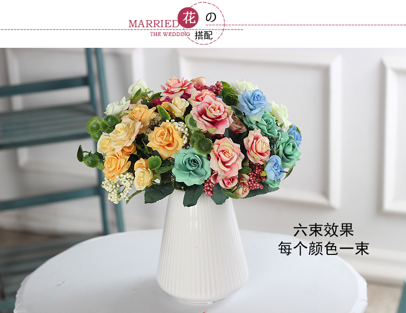 Hoa hồng giả hoa giả hoa lụa hoa phòng khách trang trí hoa trang trí hoa trang trí hoa cưới tường cắm hoa hàng loạt - Hoa nhân tạo / Cây / Trái cây hoa giả để bàn