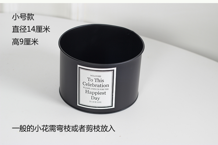 Đen tin xô nhân tạo hoa chậu hoa giỏ hoa INS Bắc Âu gió sắt phụ kiện - Vase / Bồn hoa & Kệ chậu cây để bàn
