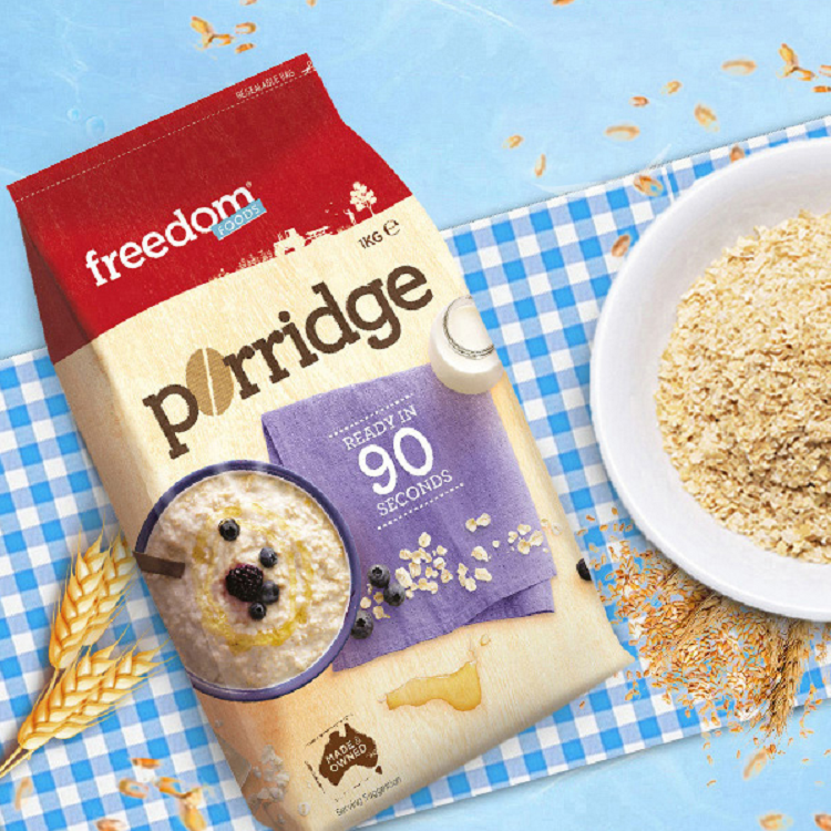 freedom燕麦片 即食 无糖 脱脂早餐低脂谷物代餐速食原味纯麦片粥