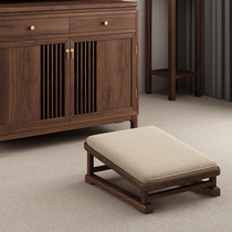 New Chinese style solid wood worship stool home kneeling pad temple worship stool Zen stool futon meditation cushion black walnut removable and washable