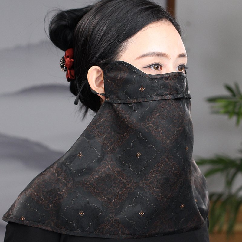 翔雲社アイプロテクトマスク通気孔付き、首保護日焼け止めベール、桑絹日焼け止め、防風防塵フェイスマスク