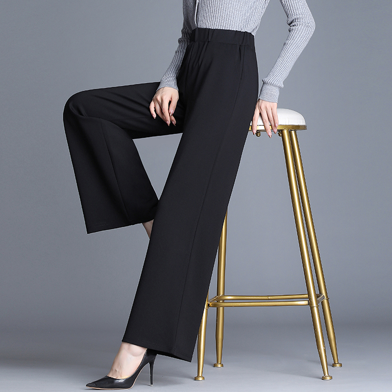 Plus-Size Pants for Women, Spring and Autumn 2023 New Style, Summer Large Size Black Straight-Leg Wide-Leg Pants, High-Waisted Drapey Wide-Leg Pants