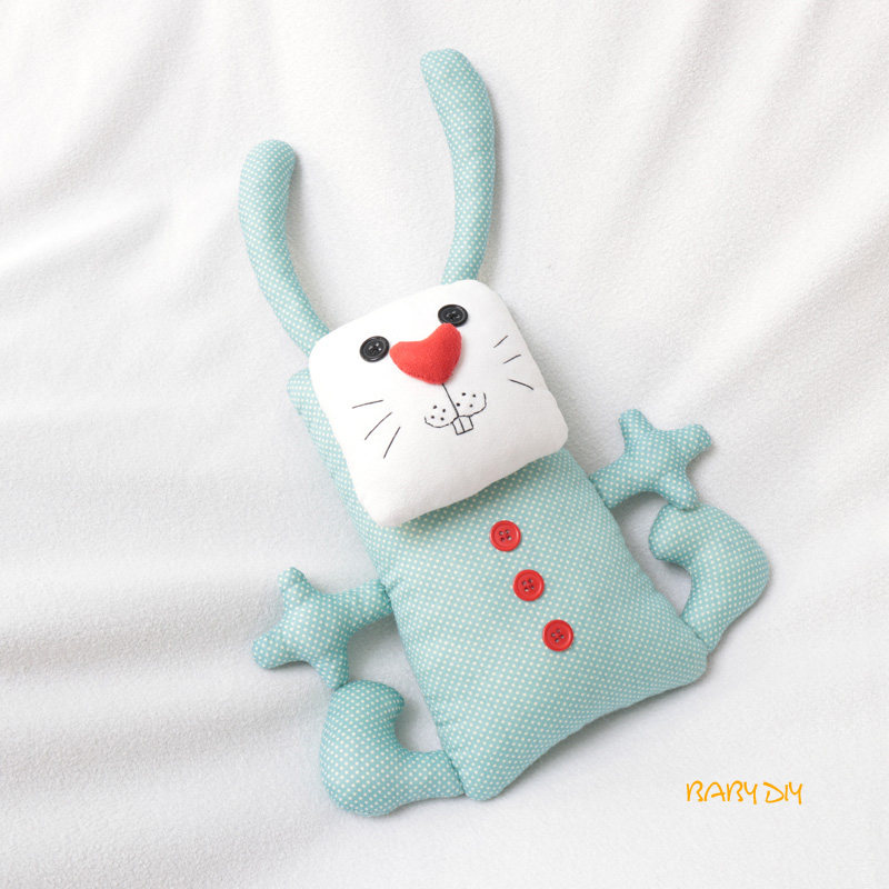 Hand-sewn self-made embroidery gift Naughty rabbit doll cloth doll Cloth art adult handmade doll diy material bag