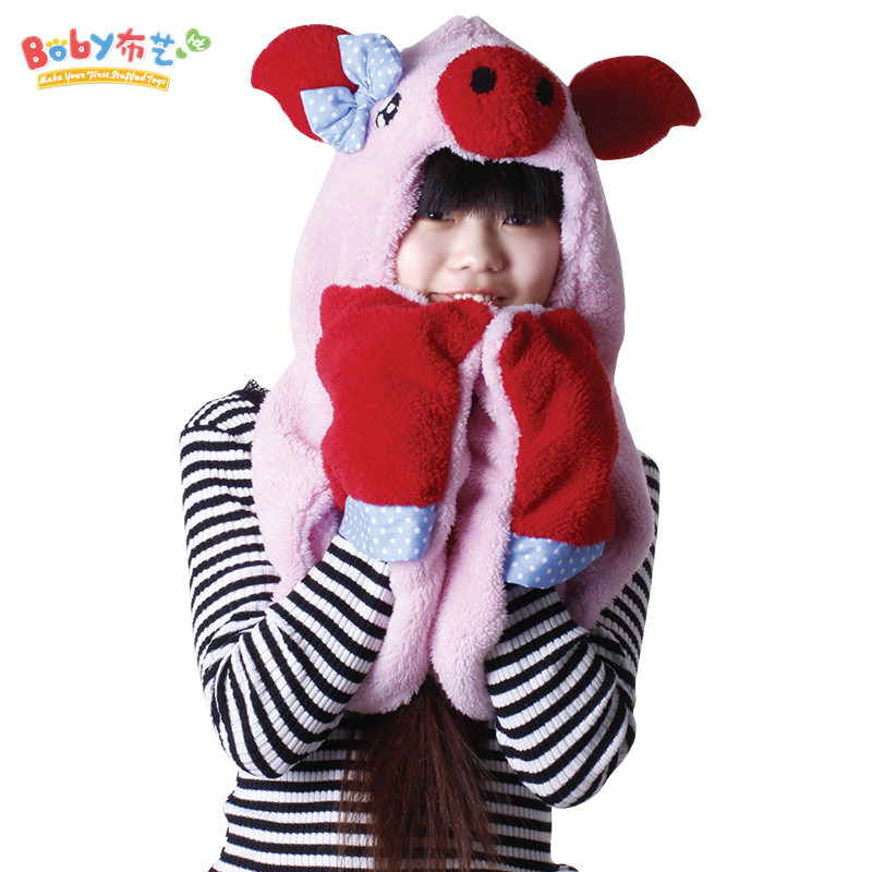 Hand Sewn Homemade Creative Diy Gift Cute Gloves Hat Small Pig Doll Fabric Handmade Doll Diy Material Bag