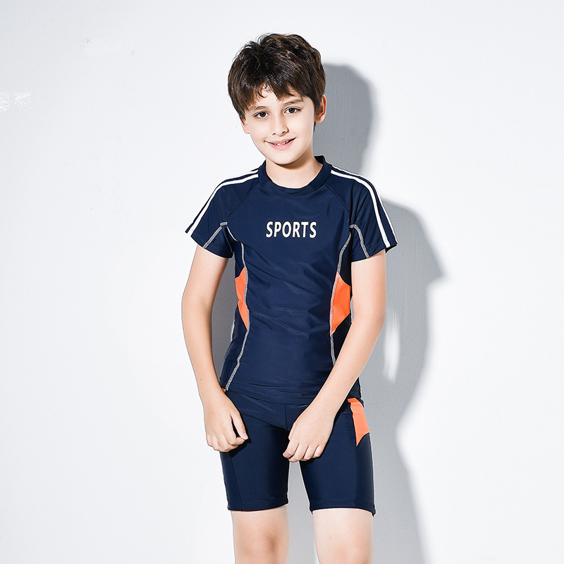 Boys' swimsuit split children's quick-drying long sleeves boys' big children's swimsuit set in big children 12-15 years old 0