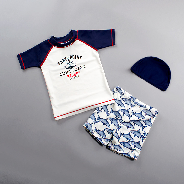 Child bathing suit boy Two style sunscreen CUHK child young boy baby boy swimming trouser cap suit