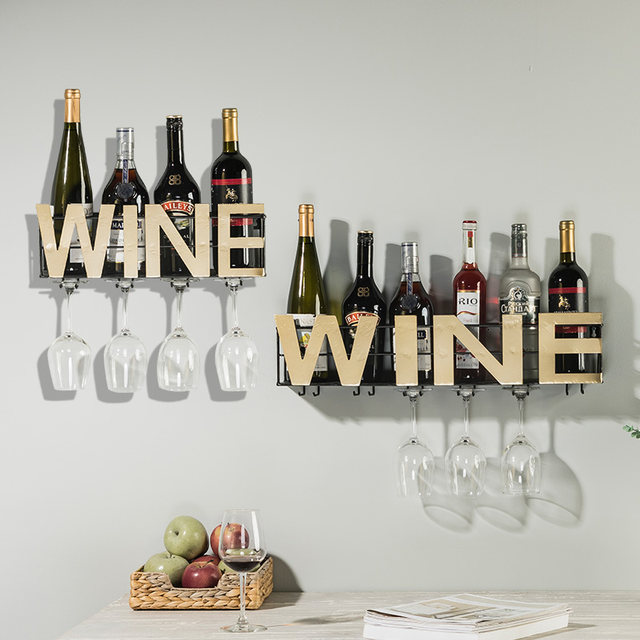 Wall-mounted wine rack wine rack living room wall restaurant bar hanger wrought iron wine grid custom hanging rack