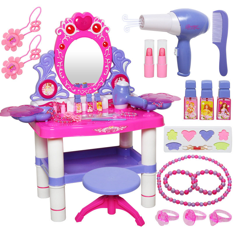 Luxury Non-toxic Children Toy Girl Color Makeup Cosmetics Set Mouth Red Nail Polish Dress Home Wine Toy Makeup Table