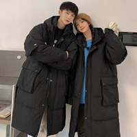 Длинный демисезонный пуховик для влюбленных, бархатная элитная трендовая куртка, средней длины, утиный пух