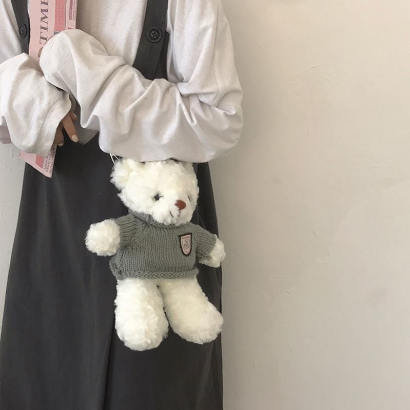 Children's bag girl cute Messenger 21 new net red plush trendy chain bear student soft girl uniform decoration