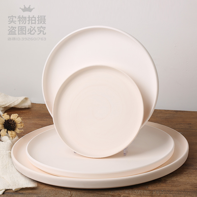 Plain Blank Plate, Plain Blank Tea Tray, Round Plate, Flat Plate, High White Clay, DIY Ceramic Semi-Finished Product, School Painting, Graffiti, Underglaze Color