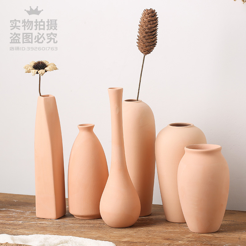 Ceramic Unglazed Flower Arrangement Vessel Tabletop Vase Clay DIY Semi-Finished Product School Painting Underglaze Colored Pottery Bar
