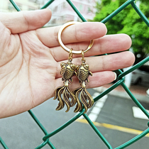 Chinese style brass small goldfish keychain pendant accessories creative handmade copper pendant personalized jewelry small gift