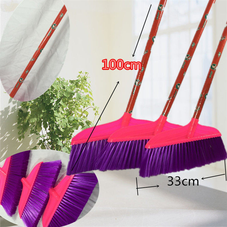 10 promotional diagonal wooden handle plastic broom big broom sanitation household plastic soft hair school office broom
