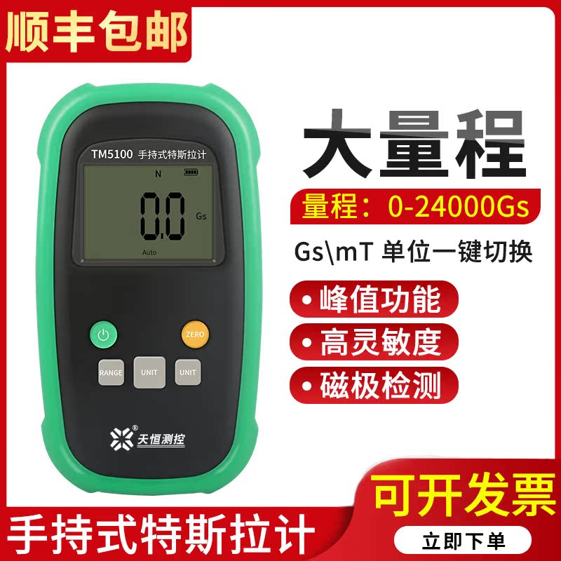 High precision magnetic field detector TM5100 high scooters permanent magnet iron residual magnetic magnetic measurement portable Tesla meter-Taobao