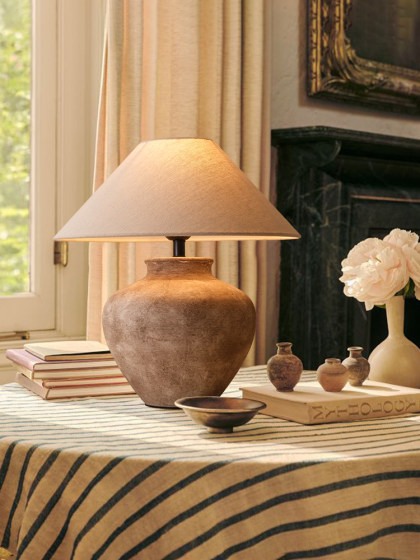Wabi-Sabi Style Table Lamp, High-End Ceramic Pot Ornament, Retro Medieval Style, Song-Style Aesthetics, Bed Head Lamp for Guesthouses and Hotels