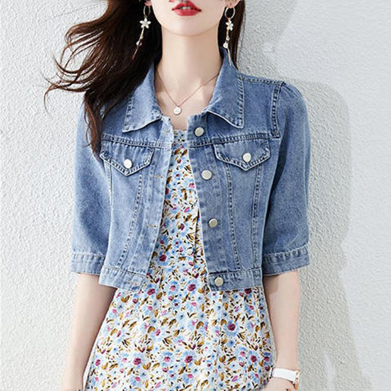 Short Denim Jacket for Women 2026 Summer New Korean Style Retro Loose Slimming Design Versatile Casual Top