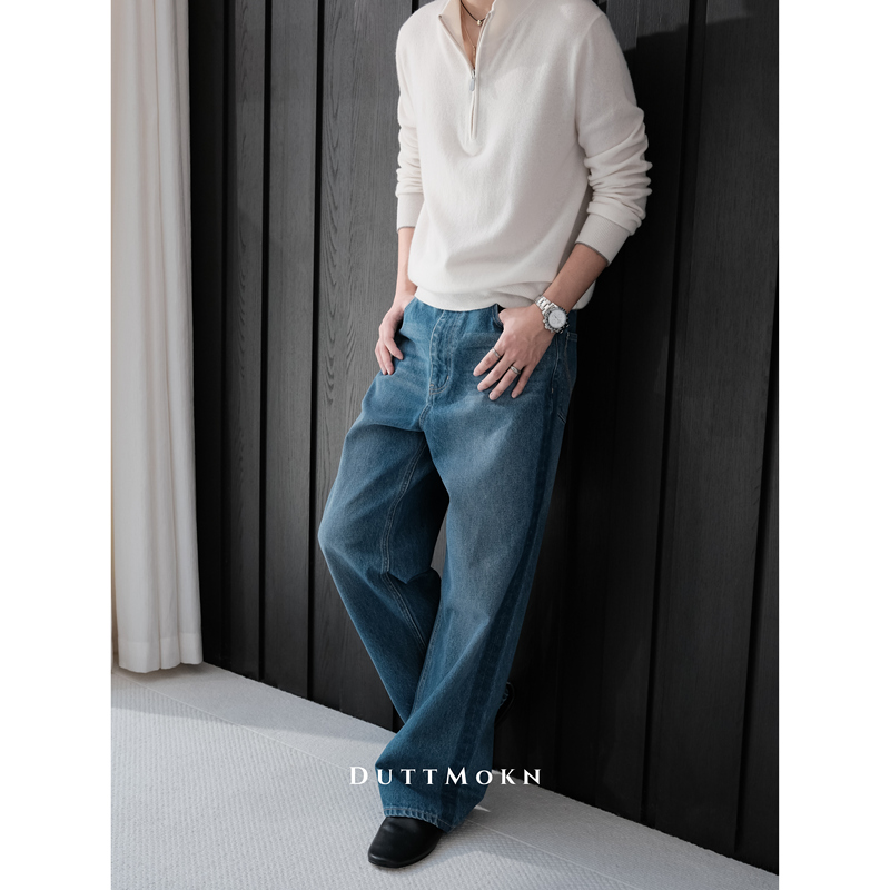 Duttmokn【Japan Okayama Kuroki Denim】Bv Style Indigo Wash Whiskered Side Distressed Jeans Duttmokn【Japan Okayama Kuroki Denim】Bv Style Indigo Wash Whiskered Side Distressed Jeans