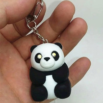 Giant panda keychain creative pendant luminous voice lady car key ring panda key chain LED