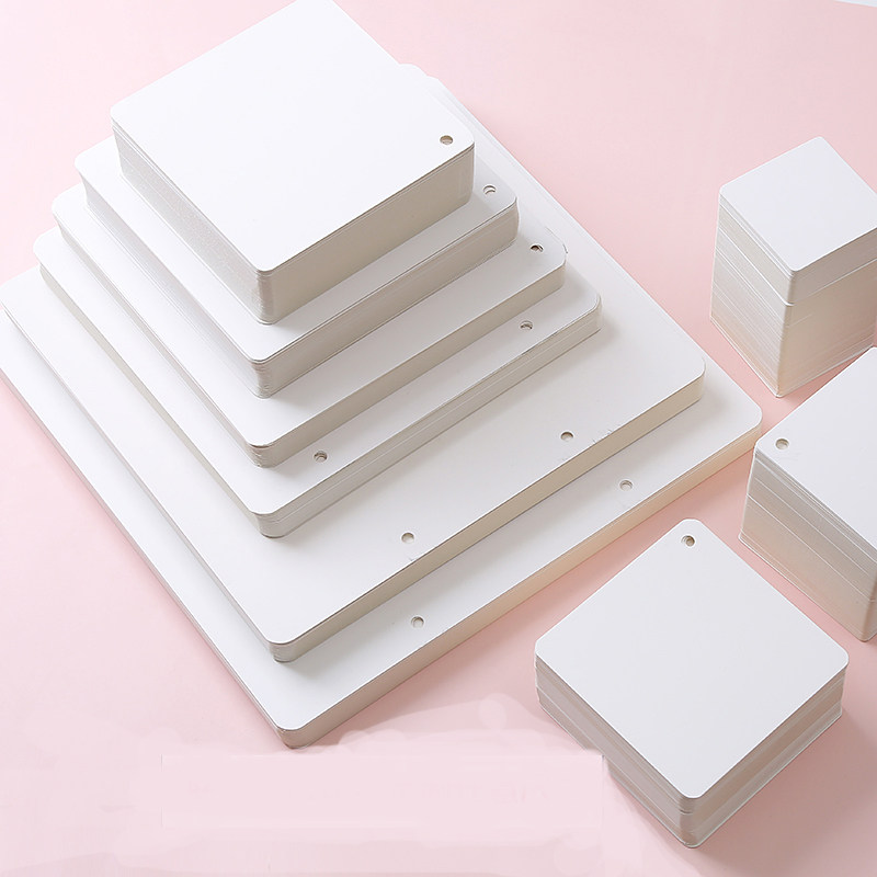 Hard White Cardboard Leave Message Blank English Single Word Card Square Handwritten DIY Graffiti Small Card White Customized