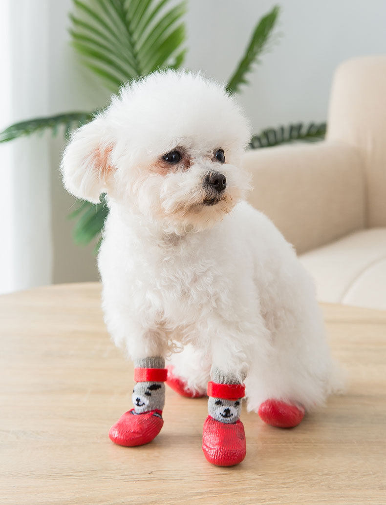 Носки для животных 泰迪狗狗外出袜子透气脚套新款宠物鞋袜塑胶防滑狗狗鞋子袜子防水 Hippie Dog