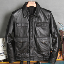 2021 New Pint Headlayer Calf Leather Hunting With Leather Jacket Locomotive Clothes Genuine Leather Leather Coat American Casual Leather Jacket Tide