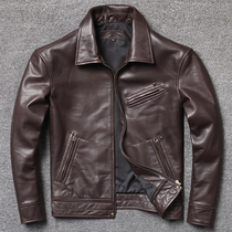 Mukhlan Re-engraved Classic Head Sheep Leather Leather Leather Clothes Men Fix Leather Jacket for Fall Costume