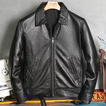 New Henning Genuine Leather Leather Clothing Mens Business Casual Leather Jacket Short Sashimi Layer Calf Leather Collar Jacket