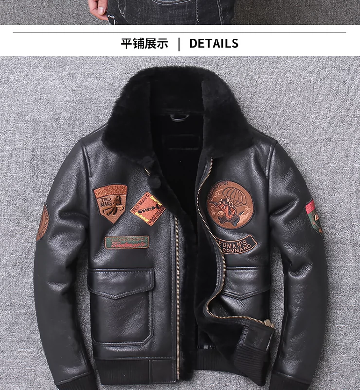 Mô hình mùa đông Đặc biệt dày đặc Rò rỉ Giải phóng sinh thái nguyên bản Lamb Fur Leather Leather Men Air Force Suit Suit Fur One - Quần áo lông thú