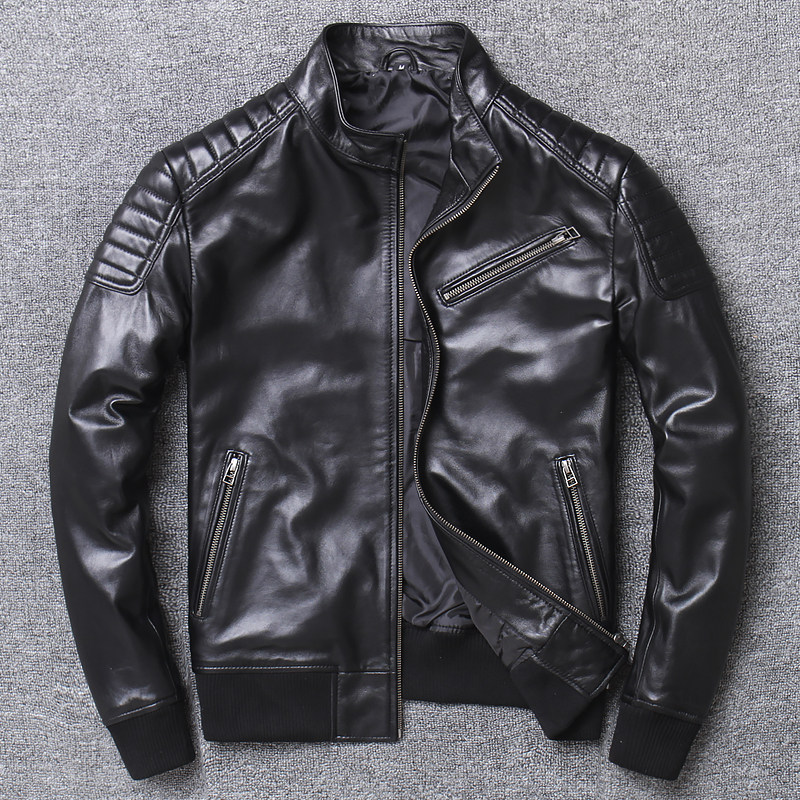 2021 new Haining genuine leather leather clothing male sheep leather jacket youth to fix Korean version of locomotive clothes pick up and drain jacket tide