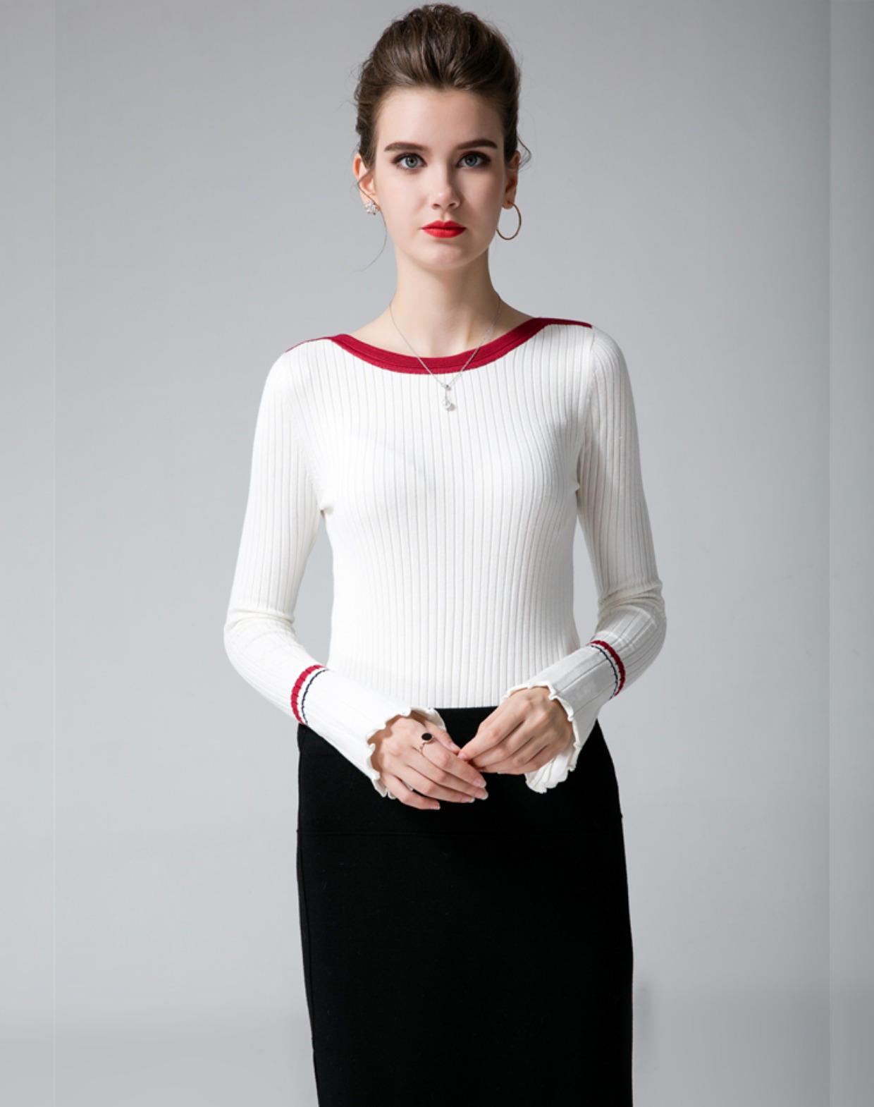 Mùa xuân mới của phụ nữ áo len mỏng giảm béo - Áo / áo thun áo len cổ lọ