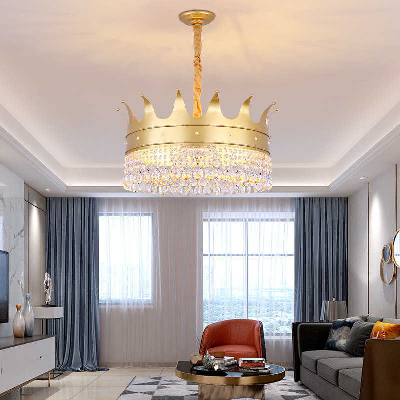 Postmodern light lamp living room crystal lamp study creative ins teenage princess room net red bedroom crown chandelier