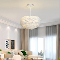 Nordic personality feather lamp Nordic modern simple and warm bedroom chandelier creative Net red ins room feather lamp