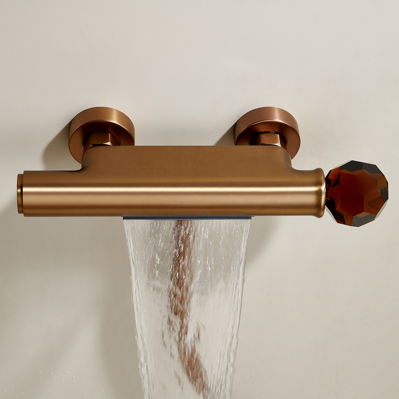 Waterfall Bathtub Faucet Wall-Mounted All-Copper Hot and Cold Water Exposed Topless Spray Split Simple Shower Set
