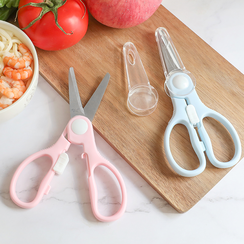 Baby home kitchen food stainless steel scissors Baby food tools Cooked food scissors Take-away portable knife and scissors