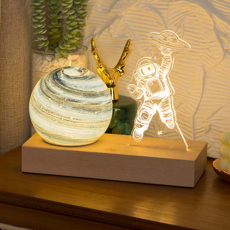 Astronaut Planet Night Light Desktop Creative Swing Bed Decorated Light Light to Charge LED Moon Lights