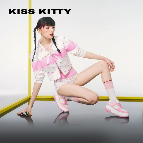 Kisskitty Step Blue Series Маленькая белая туфли женская 2023 весна новая туфли панды толстая повседневная доска
