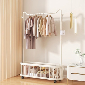 Bedroom Floor-Standing Coat Rack, Household Clothes Rack, Balcony Indoor Clothes Drying Rack, Simple Movable Dormitory Clothes Rack