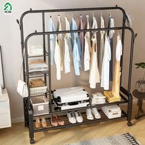 Simple hanging clothes rack Floor-to-ceiling bedroom drying rack Folding household coat rack Rod clothes net red storage rack