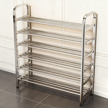 Stainless Steel Shoe Rack, Home Storage Magic Tool, Space-Saving Shoe Storage Rack, New Dormitory Model, Large Capacity, Simple Shoe Cabinet