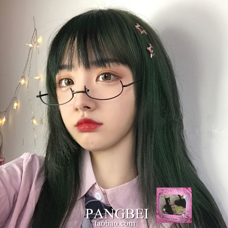 South Korea ulzzang flat mirror Japanese two-dimensional soft sister glasses frame Women's clothing cos net red lower half frame glasses