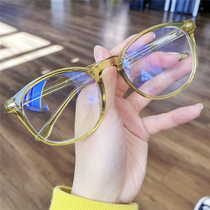 2020 new TR90 ultra light frame avocado color glasses frame female foreign air transparent green anti blue light flat mirror