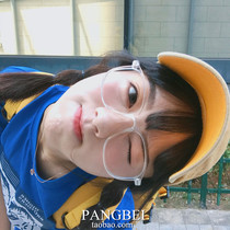 Korea ulzzang Harajuku round retro classic big frame makeup round face transparent frame ins net red flat glasses