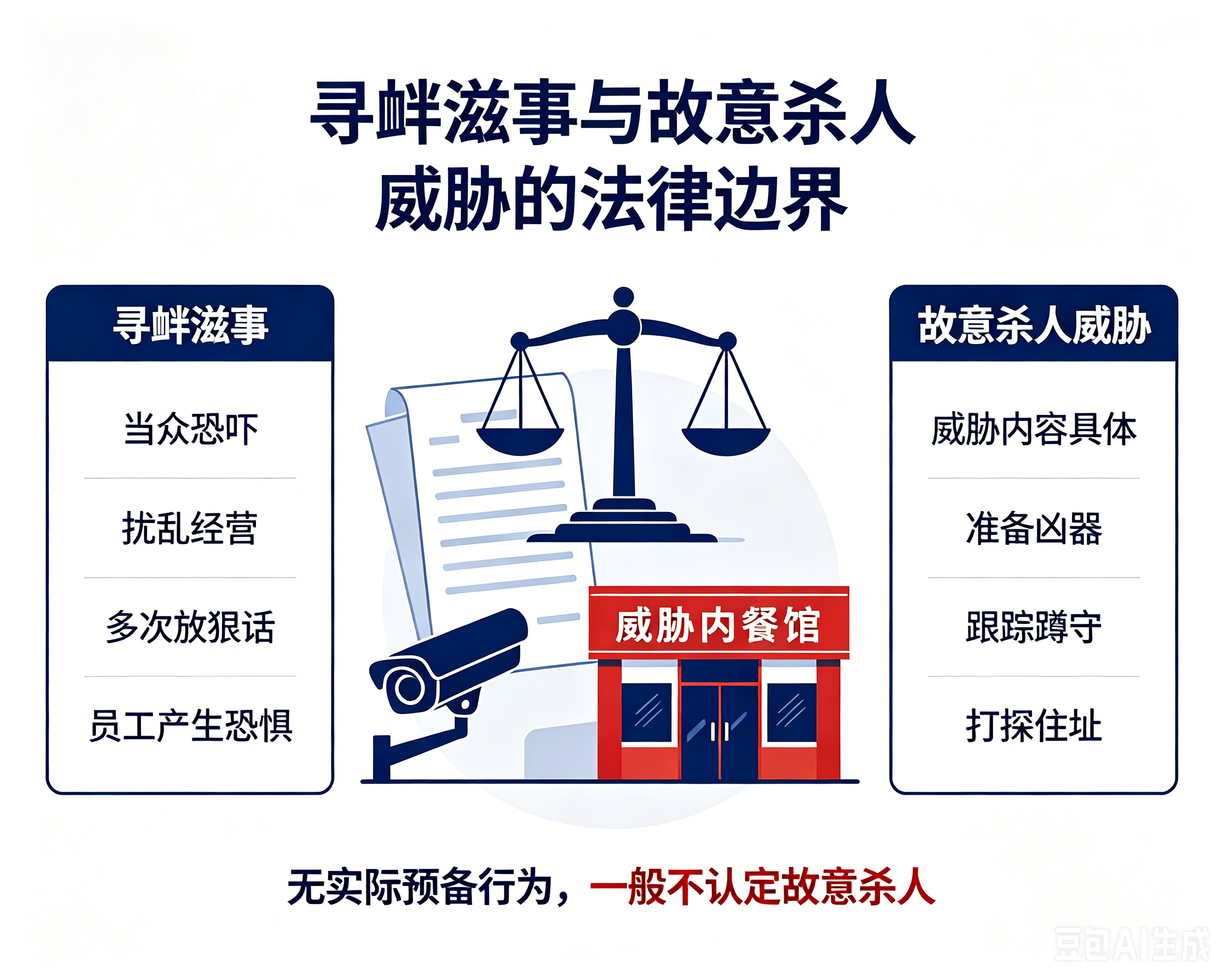 嫌饭难吃扬言杀全家!寻衅滋事与故意杀人威胁法律界定、餐饮纠纷处理规范