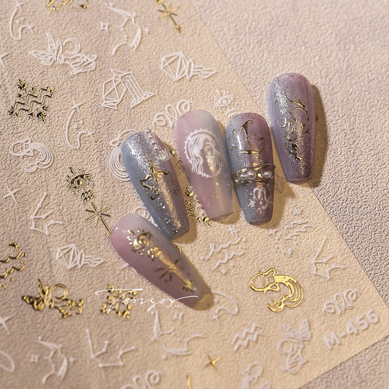 Casual and Versatile Hot Stamping Twelve Constellations Stereo Relief Manicure Stickers Constellation Nails Mobile Phone Earphone Shell Decorative Stickers