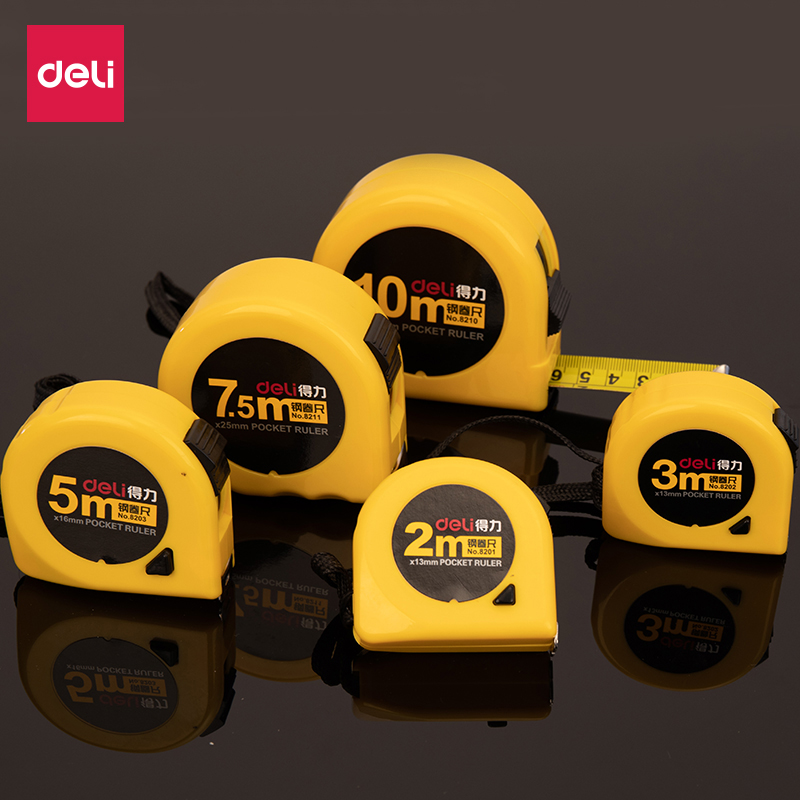 Deli Steel Tape Measure 3 m 5 m 7.5 m Thick Stainless Steel Tape Measure Double Inch Tool