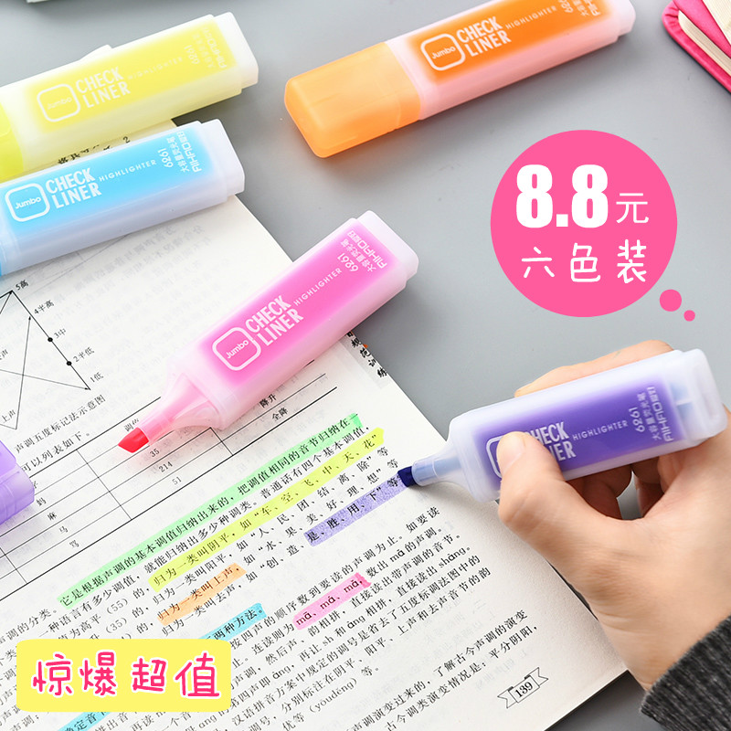 Hobbies highlighter double-headed marker pen Students use candy color set 6-color marker pen color highlighter
