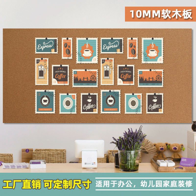 Wood brother 10mm cork roll cork board message board display notice board pushpin board photo board